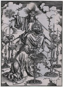 John Sees the Seven Candlesticks, I. Figure, Plate 3 of the Series "The Apocalypse" by Albrecht Dürer