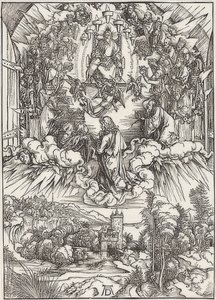 John Before God the Father and the Elders, from the Series of the Apocalypse. 1496 by Albrecht Dürer
