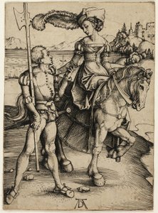 Lady on Horseback and Landsknecht by Albrecht Dürer
