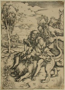 Samson Fighting with the Lion by Albrecht Dürer