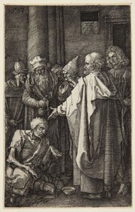 St. Peter and St. John Healing the Lame Man (Engraved Passion series) by Albrecht Dürer