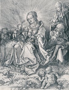 The Holy Family on a Grassy Bench