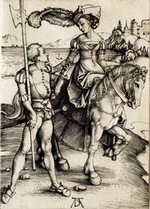 The Lady on Horseback with the Halberdier by Albrecht Dürer
