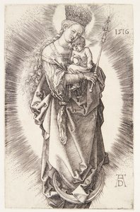 The Virgin on a Crescent with a Crown of Stars and a Scepter by Albrecht Dürer