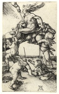 Witch Riding Backwards on a Goat