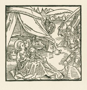 A knight of the Israelite army kills another knight whom he finds with a heathen paramour by Albrecht Dürer or Duerer