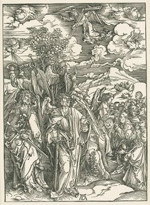 Four Angels staying the winds and the signing of the Chosen by Albrecht Dürer or Duerer