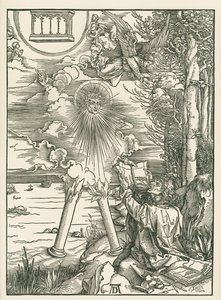 Saint John Devouring the Book Presented by the Angel. The Revelation of Saint John by Albrecht Dürer or Duerer
