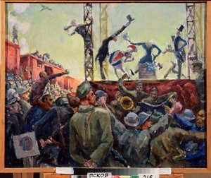 Agitation Brigade at the Front by Aleksandr Aleksandrovich Osmerkin