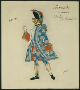 Costume Design for the Play The Masquerade by M. Lermontov by Aleksandr Jakovlevic Golovin