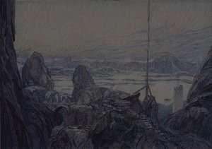 Stage Design for the Theatre Play The Lady from the Sea by H. Ibsen by Aleksandr Jakovlevic Golovin