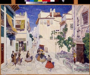 A Street in Seville, Stage Design for the Opera Carmen by Georges Bizet