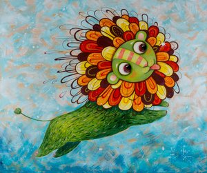 Whimsical Green Lion by Aleksandra Paranchenko