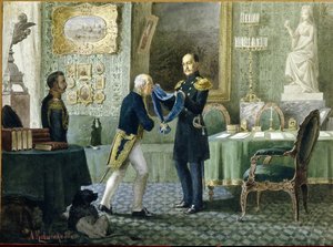 Emperor Nicholas I Awards the Blue Riband of the Order of St. Andrew to Count Mikhail Speransky
