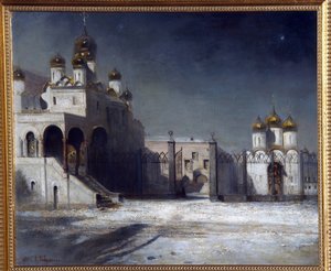 The Cathedral Square in The Moscow Kremlin at Night