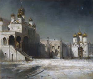 The Cathedral Square in the Moscow Kremlin at Night