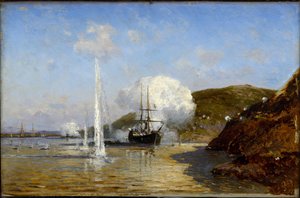 The Action of Nikolai Skrydlov (1844-1918) on the Danube by Aleksei Petrovich Bogolyubov