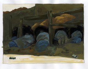 French Soldiers Sheltering in a Trench to Sleep
