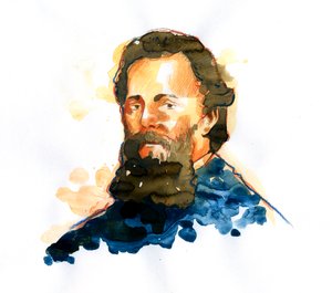 Portrait of Herman Melville (1819-1891), American novelist by Alessandro Lonati