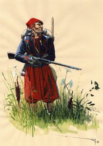 Second Empire: Zouave soldier of the French army of Napoleon III during the Italian campaign in 1859