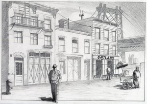 United States, New York: view of a street from a neighborhood of the city in the 1950s by Alessandro Lonati