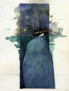 View of the Titanic at the Time of the Sinking on April 14-15, 1912
