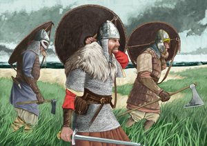 Viking warriors landing