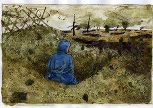 World War I: a hairy man in the trench