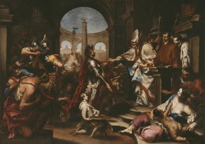 Theodosius Repulsed from the Church by Saint Ambrose, 1700-10