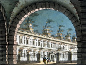 Scenography of Sanquirico for the opera “Il pirata” (The Pirate) by Vincenzo Bellini