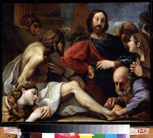 The Raising of Lazarus. Painting by Alessandro Tiarini (1577-1668)