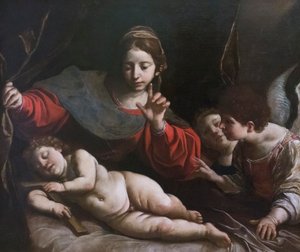 Virgin with Child and Angels by Alessandro Tiarini