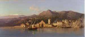 View of Taormina, Sicily, with Mount Etna in the background, 1868
