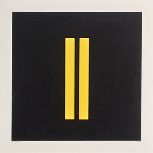 Yellow pillars on Black by Alex Dunn