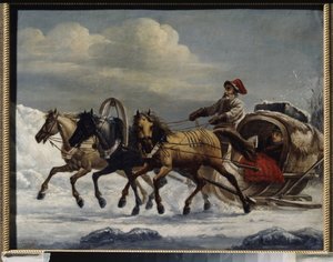 Troika (sleigh pulled by three horses) by Alexander Orlowski