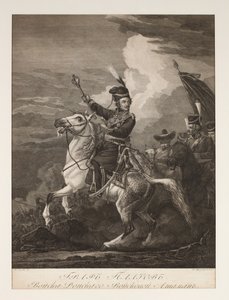 Portrait of Count Platov (1751-1818) on Horseback (engraving) by after Alexander Orlowski