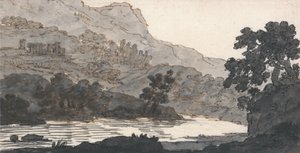 River and Mountain, with Ruins