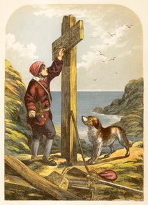 Robinson Crusoe Erects a Post on the Shore by Alexander Francis Lydon