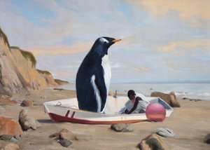 Giant Penguin Beach Scene
