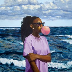 Ocean Girl Blowing Bubble