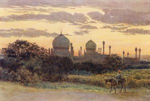 Sunset behind the Ibrahim Roza, Bijapur