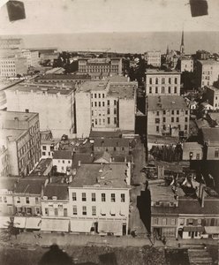 View east from the cupola of the courthouse in Chicago, 1858