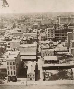 View west from the cupola of the courthouse in Chicago, 1858
