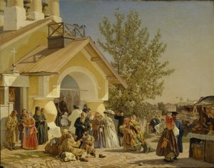 Coming Out of a Church in Pskov