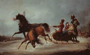 The Empress Elizabeth in a sledge by Alexander Ivanovich Sauerweid
