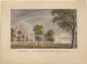 New Haven CT. Yale College and State House in 1830