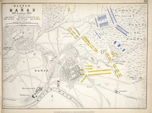 Map of the Battle of Hanau, published by William Blackwood and Sons, Edinburgh and London, 1848 by Alexander Keith Johnston