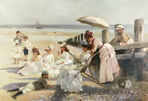 On the Shores of Bognor Regis - Portrait Group of the Harford Couple and their Children