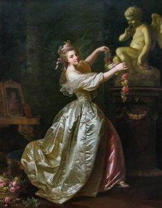 Young Woman Decorating the Statue of Love by Alexander Roslin