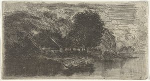 View of the Left Bank of the Meuse with Café De Rode Haan by Alexander Schaepkens